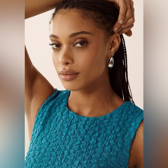 NWT By Anthropologie Textured Mini Shift Dress womens size large - Picture 3 of 14